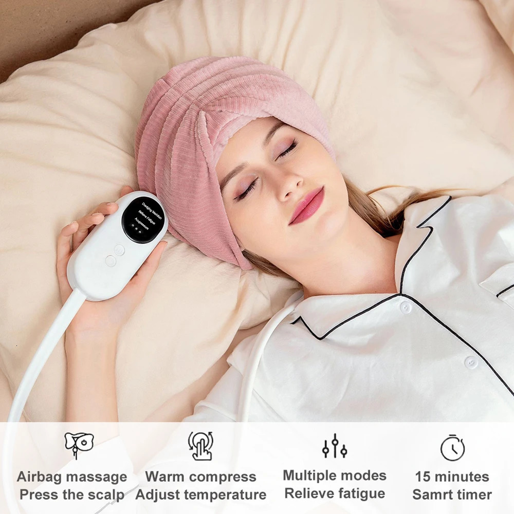 Electric Heated Vibration Head Massager Air Compression Kneading Heads SPA For Headache Stress Relief And Deep Sleeping 240118