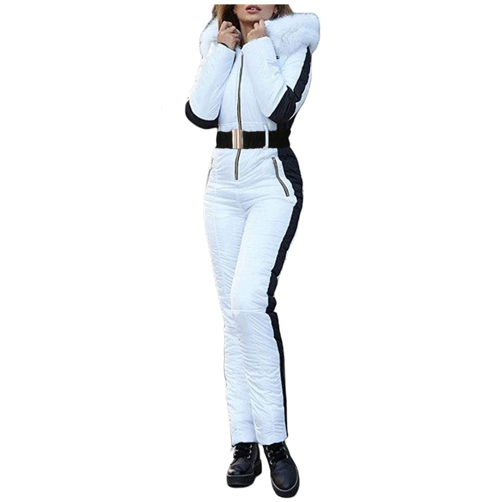 Winter Patchwork Ski Jumpsuits For Women Long Sleeve Waterproof Windproof Skiing Overall Female Elegant Skateboard Jumpsuit 240112