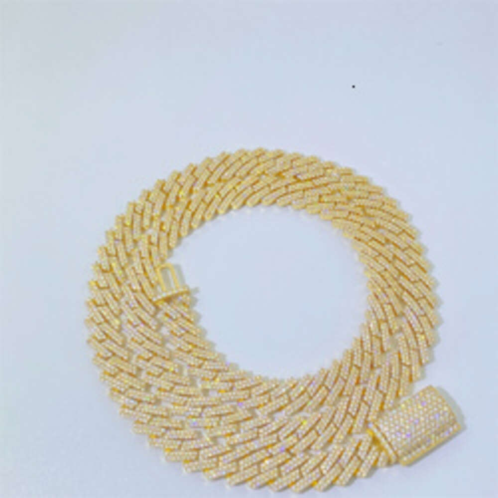 Hip Hop Selling Miami 10mm 12mm Vvs Moissanite Diamond Iced Out Necklace Sliver Cuban Link Chain