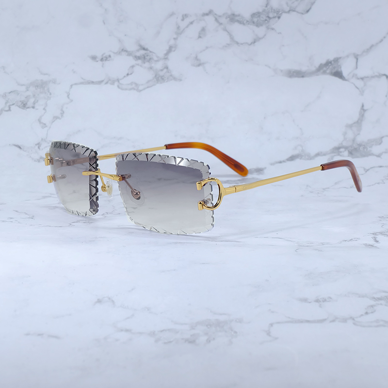 Frameless sunglasses Diamond Cut Sunglasses Designer Wire C Luxury Sun Glasses HipHop Driving Shades Eyewear Rilmess Glasses Gafas De Sol Hombre