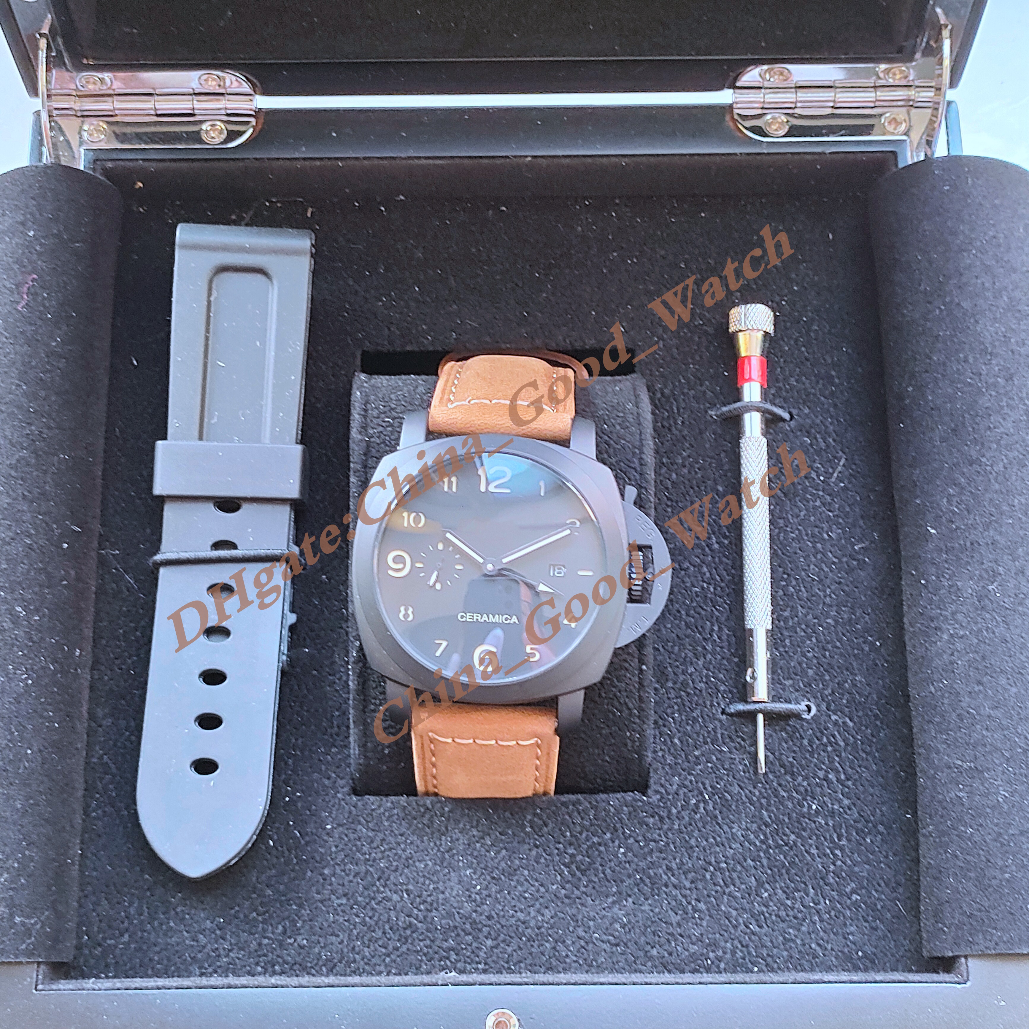 High Quality Factory 44MM Men's Watches PAM01441 01441 1950 Automatic Movement Date Dividing Black dial Men's Watch sport Wristwatches