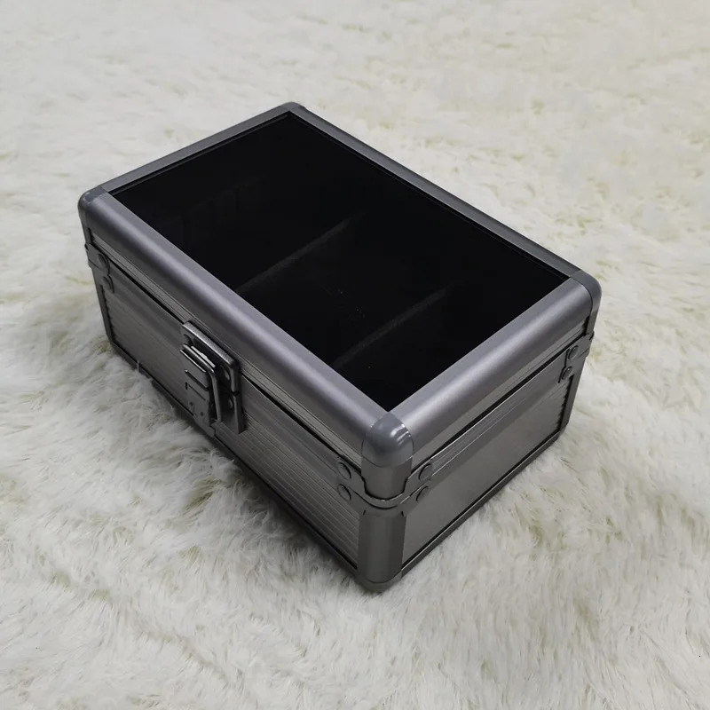 Watch Box Organizer Transparent Aluminum Alloy Fashion Metal Storage Portable With Pillow Shock Absorption Movable Partition 240119