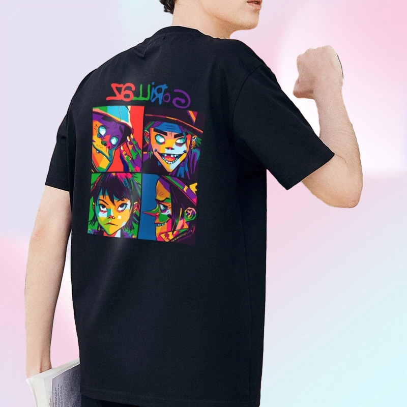 summer brand music band gorillaz Tshirt cotton tops tees Male short sleeve boy casual Anime t shirt fashion hiphop punk