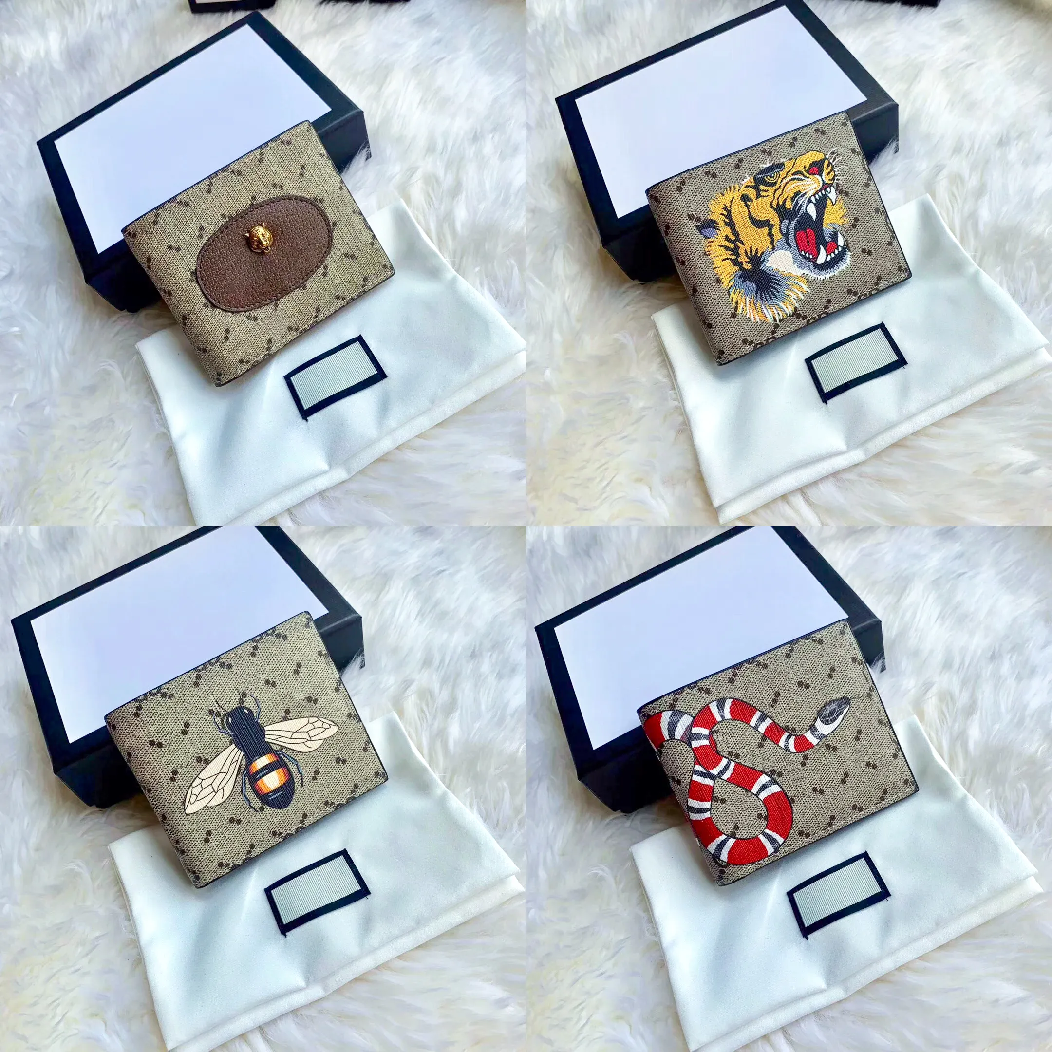Luxury designer Marmont ophidia tiger card holders graffiti bags Coin purses cat Coral snake Wallets leather mens fashion city bee holder With bo