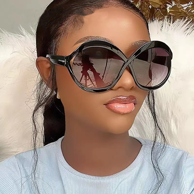 New oversized sunglasses sun protection sunglasses women's circular cross frame anti blue light glasses