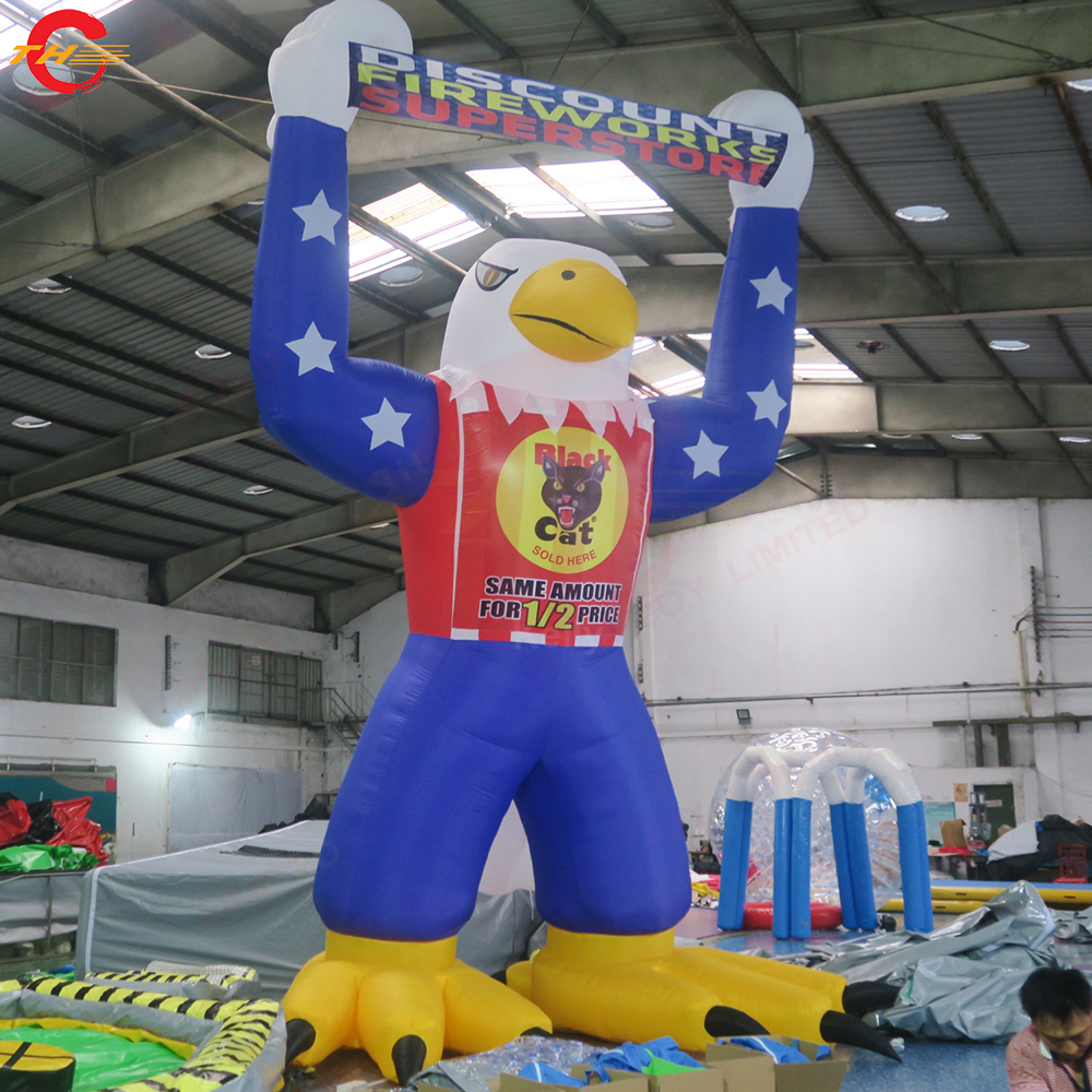Outdoor Activities 10mH (33ft) With blower Giant Eagle model Inflatable Hawk Bird with logo banner for Outdoor Advertising