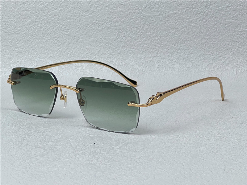 sunglasses vintage 563591 men design frameless cut lenses square shape retro glasses UV400 eyewear gold light color lenses