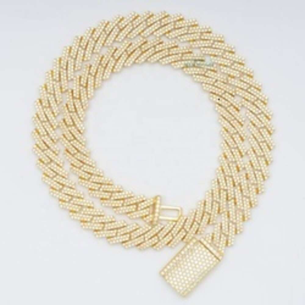 Ready to Ship 10mm Pass Diamond Tester in Stock Iced Out Two Row Stone Vvs Moissanite Cuban Chain Necklace