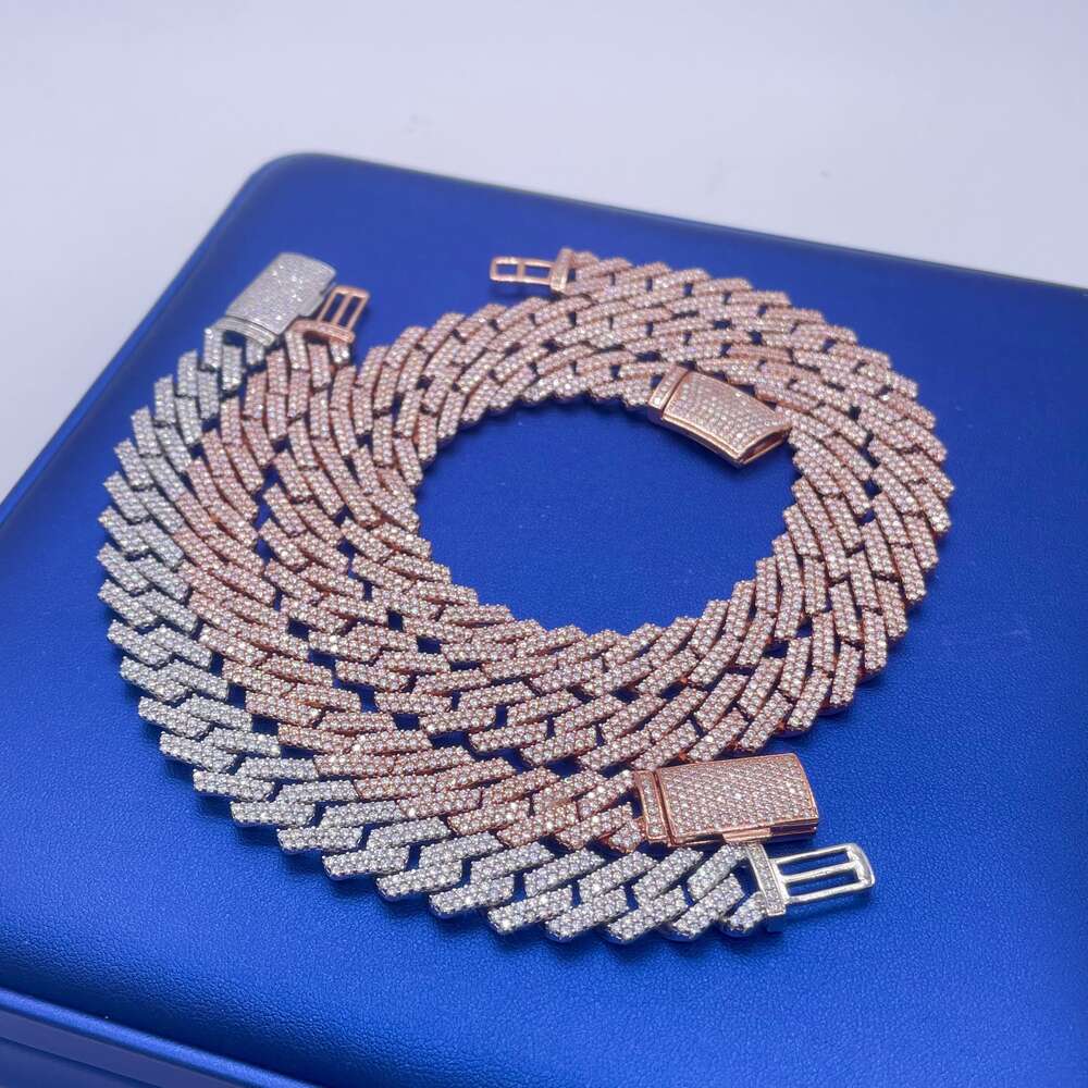 Iced Jewelry 13mm Hip Hopchain Pass Diamond Tester 925 Sterling Silver Vvs Moissanite Cuban Link Chain