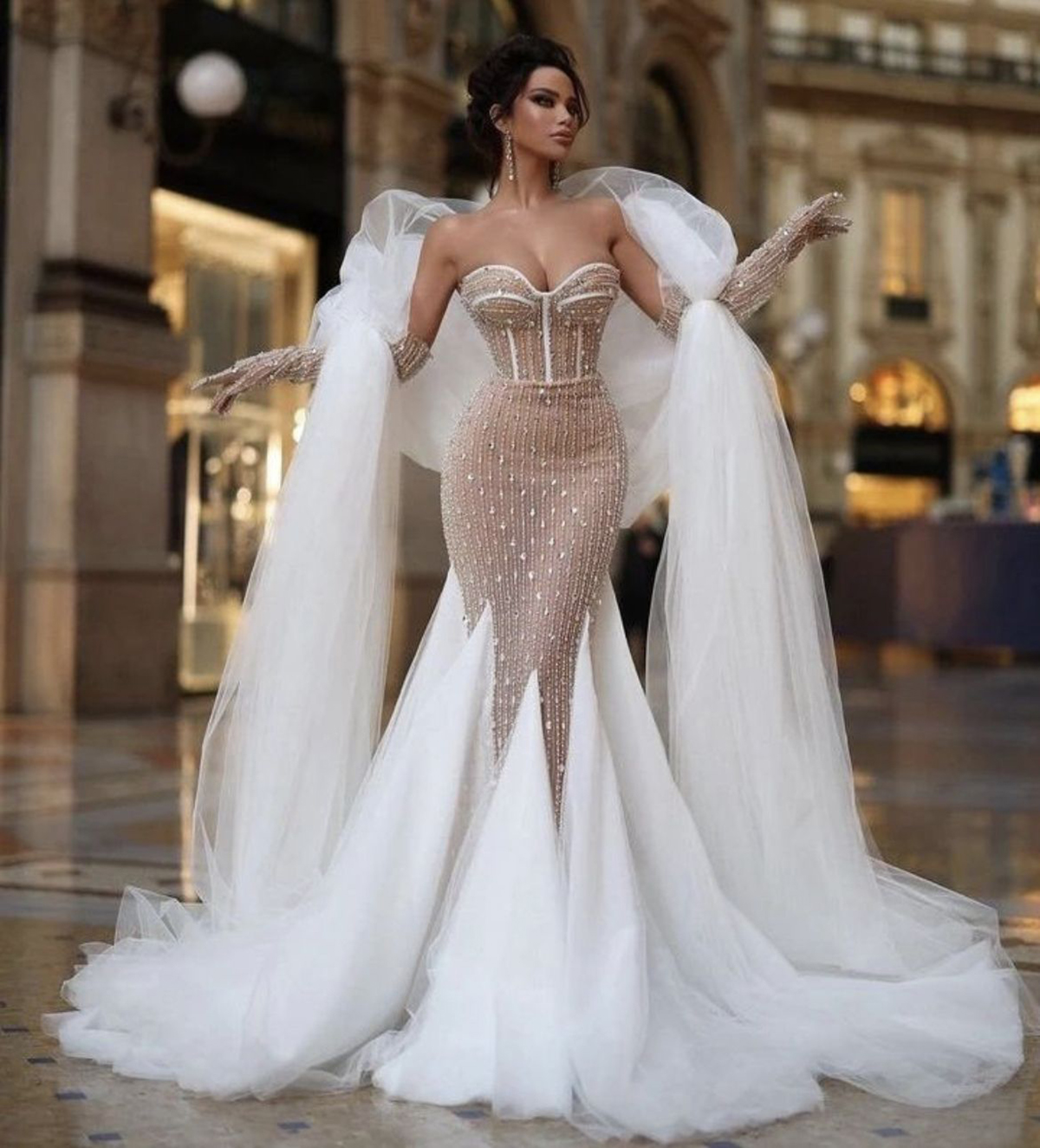 Crystal Mermaid Wedding Dresses Strapless Bridal Gowns Sequins Custom Made Ruffle Train Backless Vestido De Novia 0219