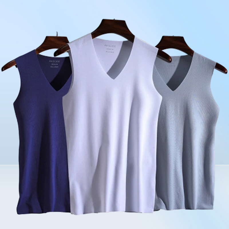 3PCS No Trace Cool Men Vest Tank Tops Underwear Mens Undershirt Shirts Male Bodyshaper Fitness sleeveless Men s Running 5XL 2206182820416