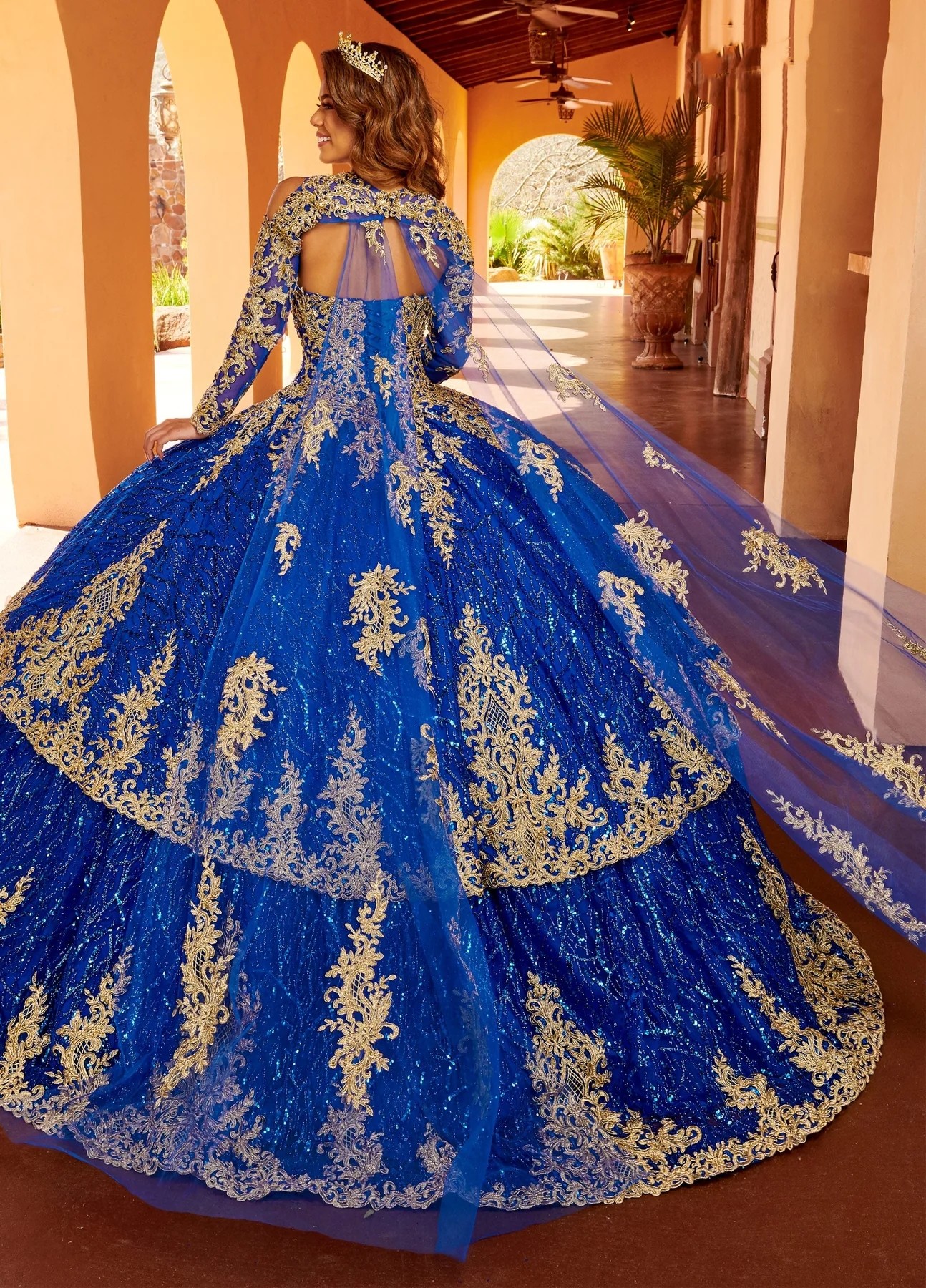 Charro Royal Blue Quinceanera With Cape Ball Gown Sweetheart Tulle Appliques Long Sleeve Mexican Sweet 16 Dresses 15 Anos