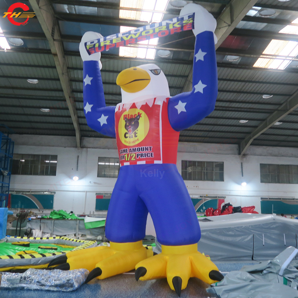 Outdoor Activities 10mH (33ft) With blower Giant Eagle model Inflatable Hawk Bird with logo banner for Outdoor Advertising