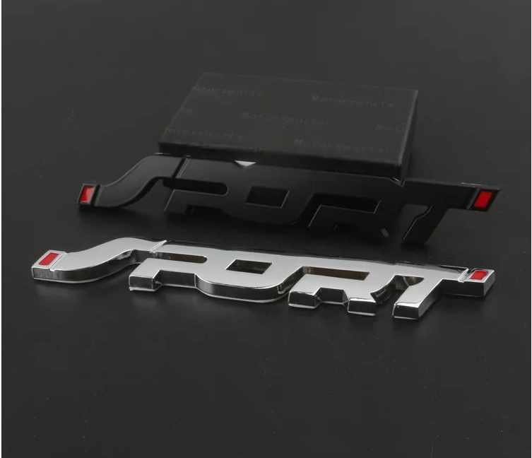 Metal 3D Chrome Black Auto Car Trunk Racing Sport Word Letter Logo Emblem Badge Decal Sticker