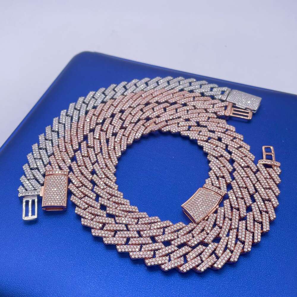 Iced Jewelry 13mm Hip Hopchain Pass Diamond Tester 925 Sterling Silver Vvs Moissanite Cuban Link Chain