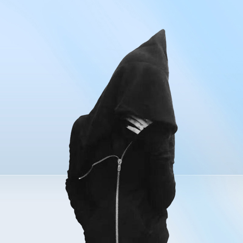 Men039s Hoodies Wizard Hat Oblique Zipper Punk Rock Hiphop Streetwear Gothic Style Diagonal Zip Up Black Cloak Hoodie Jacket Fo