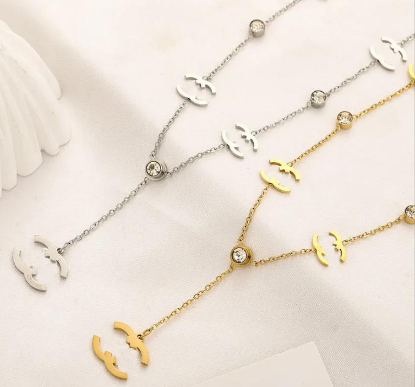 20style Newest Gold Plated Brand Designer Pendants Necklaces Stainless Steel Letter Necklace Jewelry Wedding Christm Accessories Gift no box