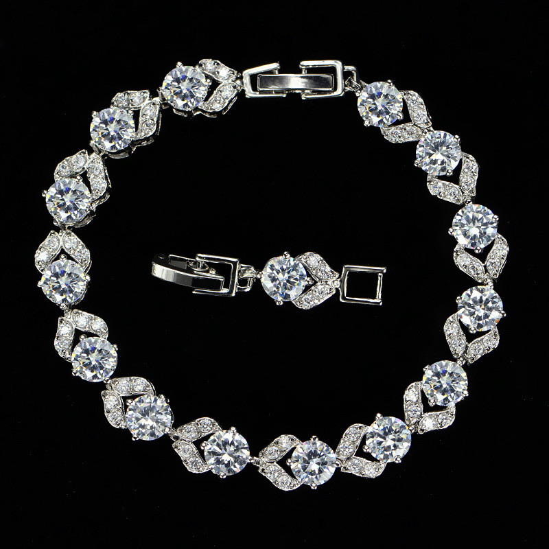 white diamond tennis bracelet designer woman party copper round blue crystal AAA zirconia silver charm luxury bracelets womens fashion jewelry girls gift