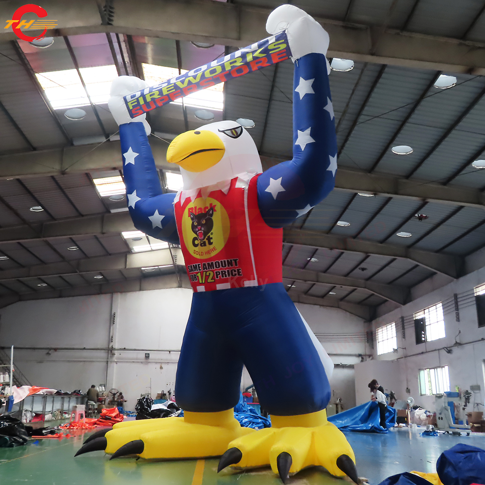 Outdoor Activities 10mH (33ft) With blower Giant Eagle model Inflatable Hawk Bird with logo banner for Outdoor Advertising