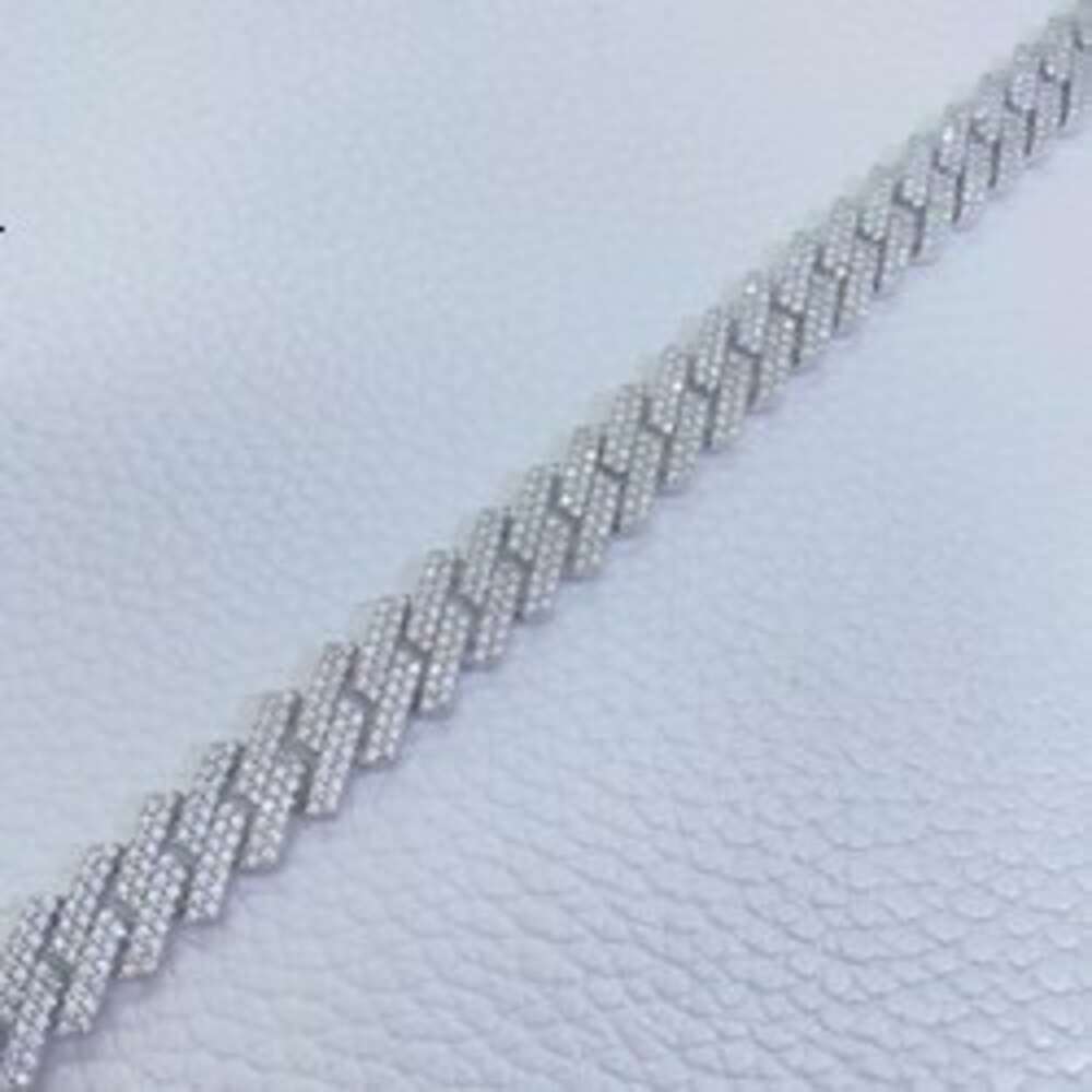 New Trending Hiphop Jewelry Women Iced Out Rhodium Plated Full-diamond Moissanite Cuban Link Bracelet