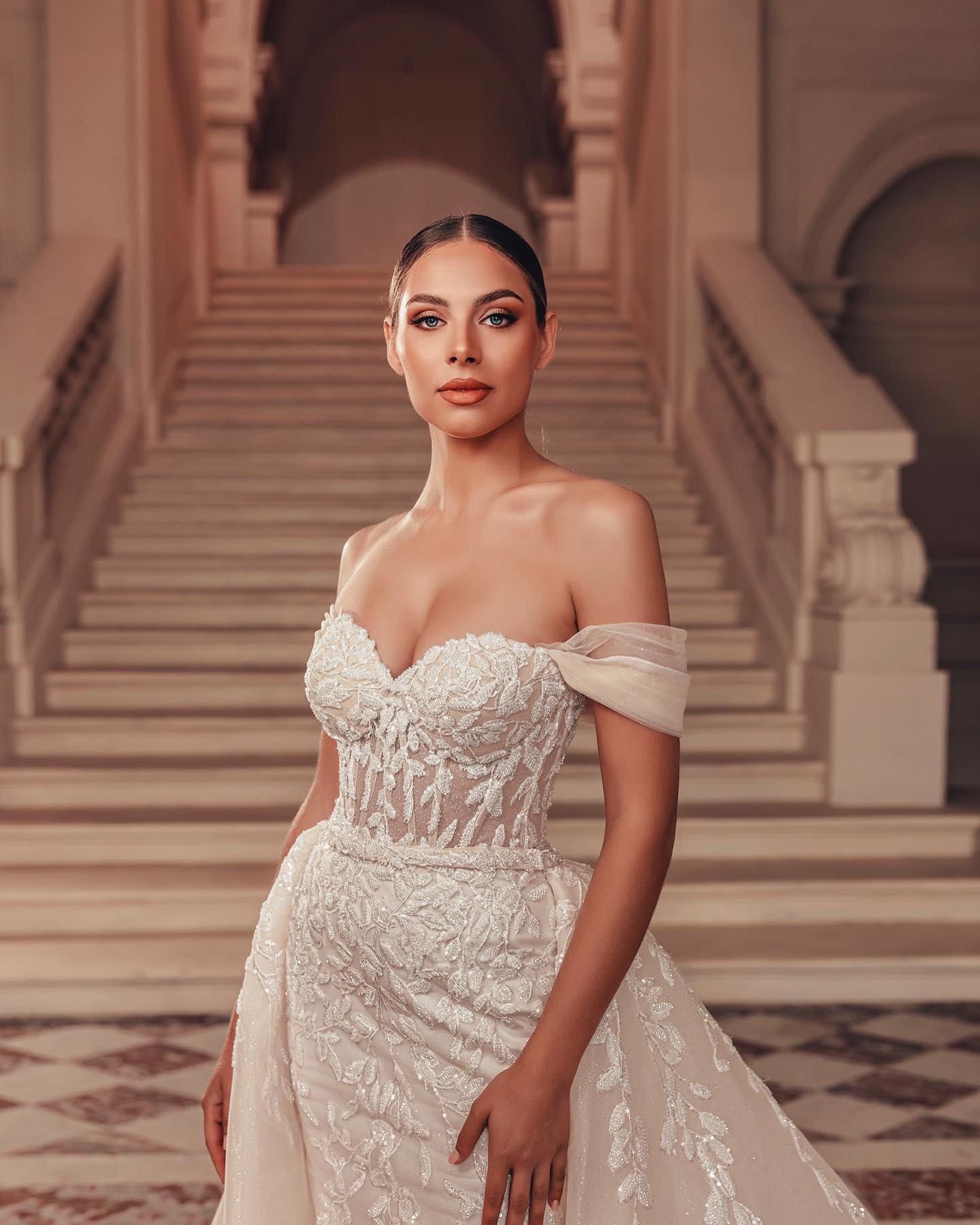 Mermaid Sparkly Lace Beaded Wedding Dresses With Detachable Train Sequined Bridal Gowns Appliqued Off The Shoulder Necke Vestido De Novia