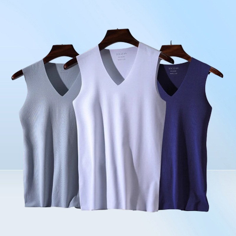 3PCS No Trace Cool Men Vest Tank Tops Underwear Mens Undershirt Shirts Male Bodyshaper Fitness sleeveless Men s Running 5XL 220618