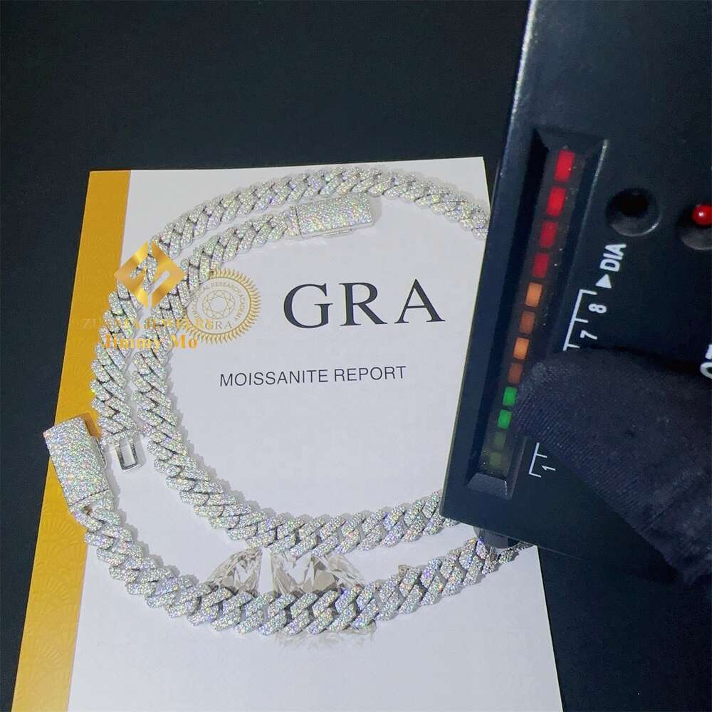 Best Selling 8mm Two Rows Iced Out Man Hip Hop Jewelry Gra Certificates Pass Diamond Tester Vvs1 Moissanite Cuban Link Chain Men