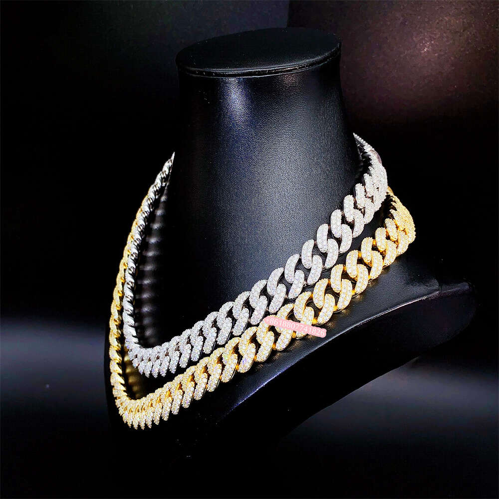 Wholesale Price S925 Sterling Silver Gold Plated Hip Hop Jewelry Necklace Iced Out Cuban Link Chains Men Diamond Cuban Chain