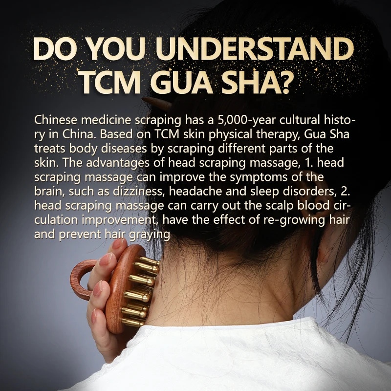 Meridian Massage Comb head Gua Sha massage tool Wood Therapy Combs Blood Circulation Scraping massager Antistatic 240118