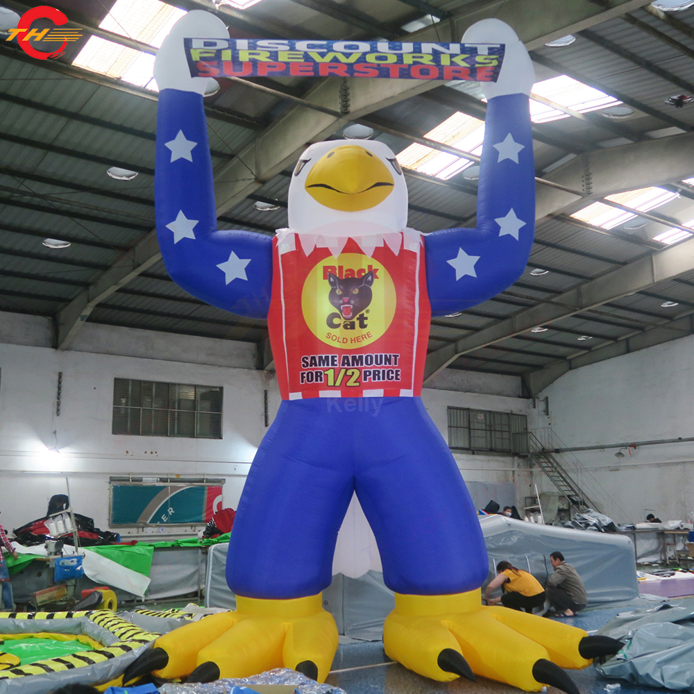 Outdoor Activities 10mH (33ft) With blower Giant Eagle model Inflatable Hawk Bird with logo banner for Outdoor Advertising