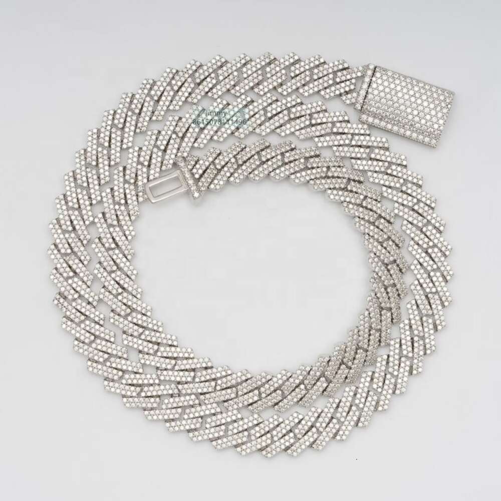 Ready to Ship 10mm Pass Diamond Tester in Stock Iced Out Two Row Stone Vvs Moissanite Cuban Chain Necklace