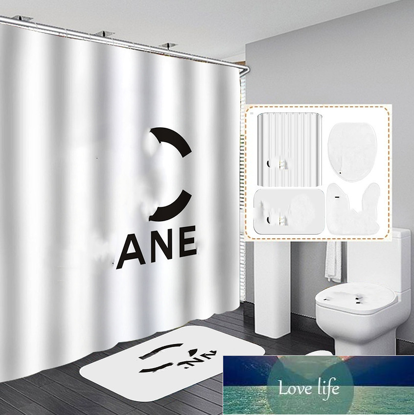 Shower Curtain Polyester Waterproof Shower Curtain Perfume Series Non-Slip Mat Bathroom Four Pieces Quality