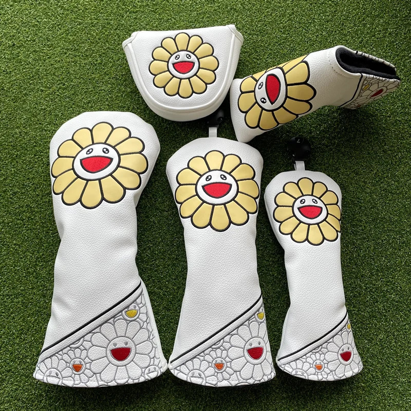 Lucky sunflower Golf Woods Headcovers Covers For Driver Fairway Putter 135H Clubs Set Heads PU Leather Unisex 240122