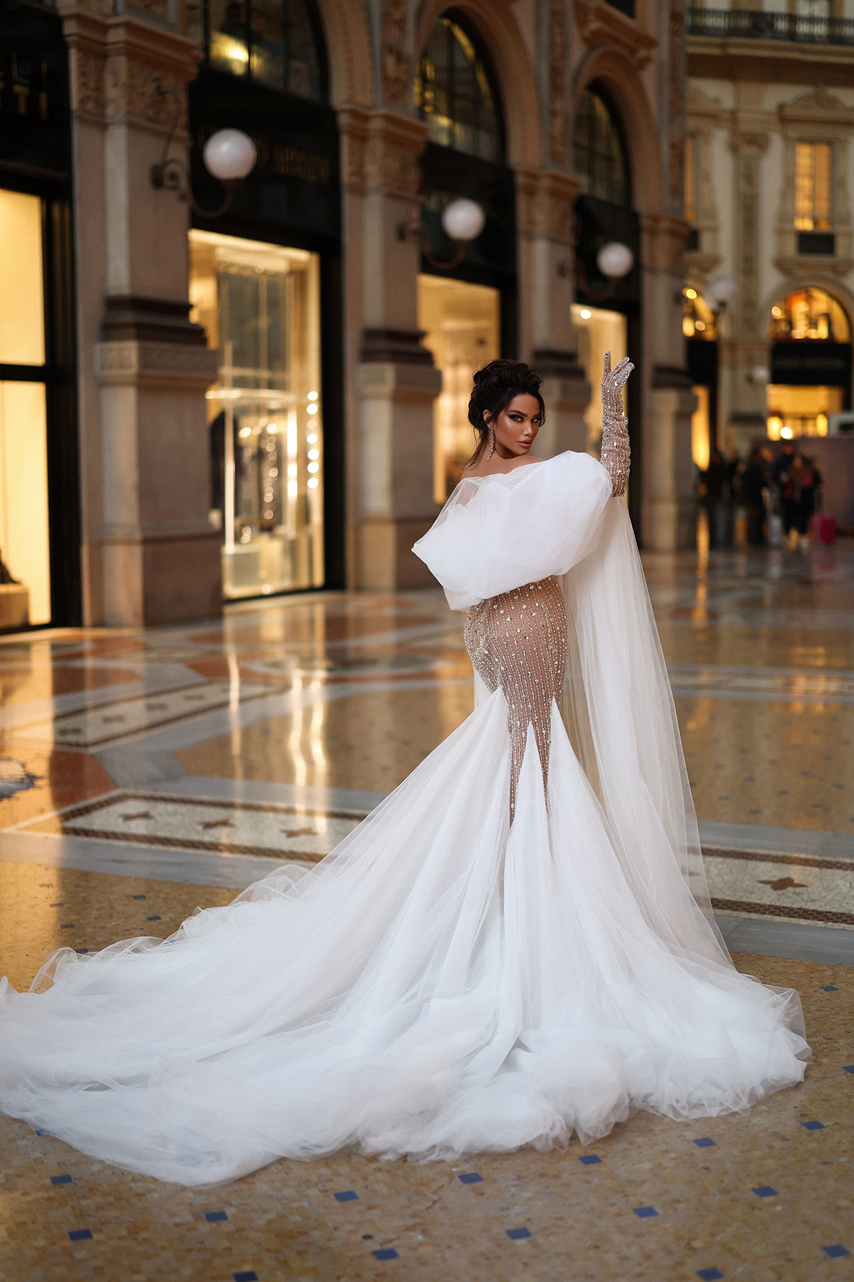 Crystal Mermaid Wedding Dresses Strapless Bridal Gowns Sequins Custom Made Ruffle Train Backless Vestido De Novia 0219