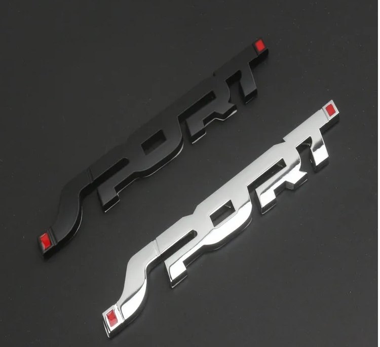 Metal 3D Chrome Black Auto Car Trunk Racing Sport Word Letter Logo Emblem Badge Decal Sticker