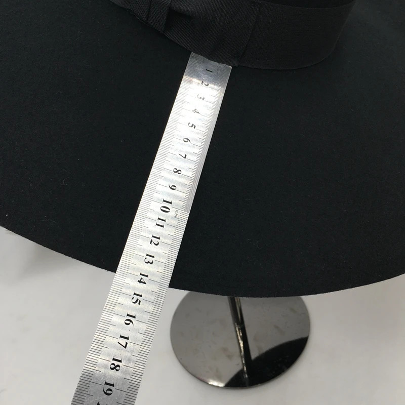 Retro Style Big Warm Wide Brim Wool Fedora Hat Black Felt Hat Bow Flat Floppy Winter Hat for Women Party Church Wedding Hat 240125