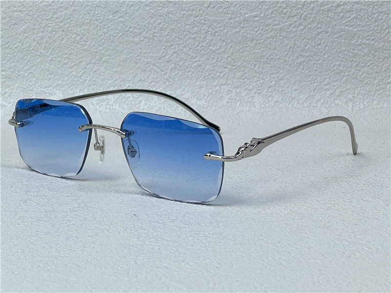 sunglasses vintage 563591 men design frameless cut lenses square shape retro glasses UV400 eyewear gold light color lens