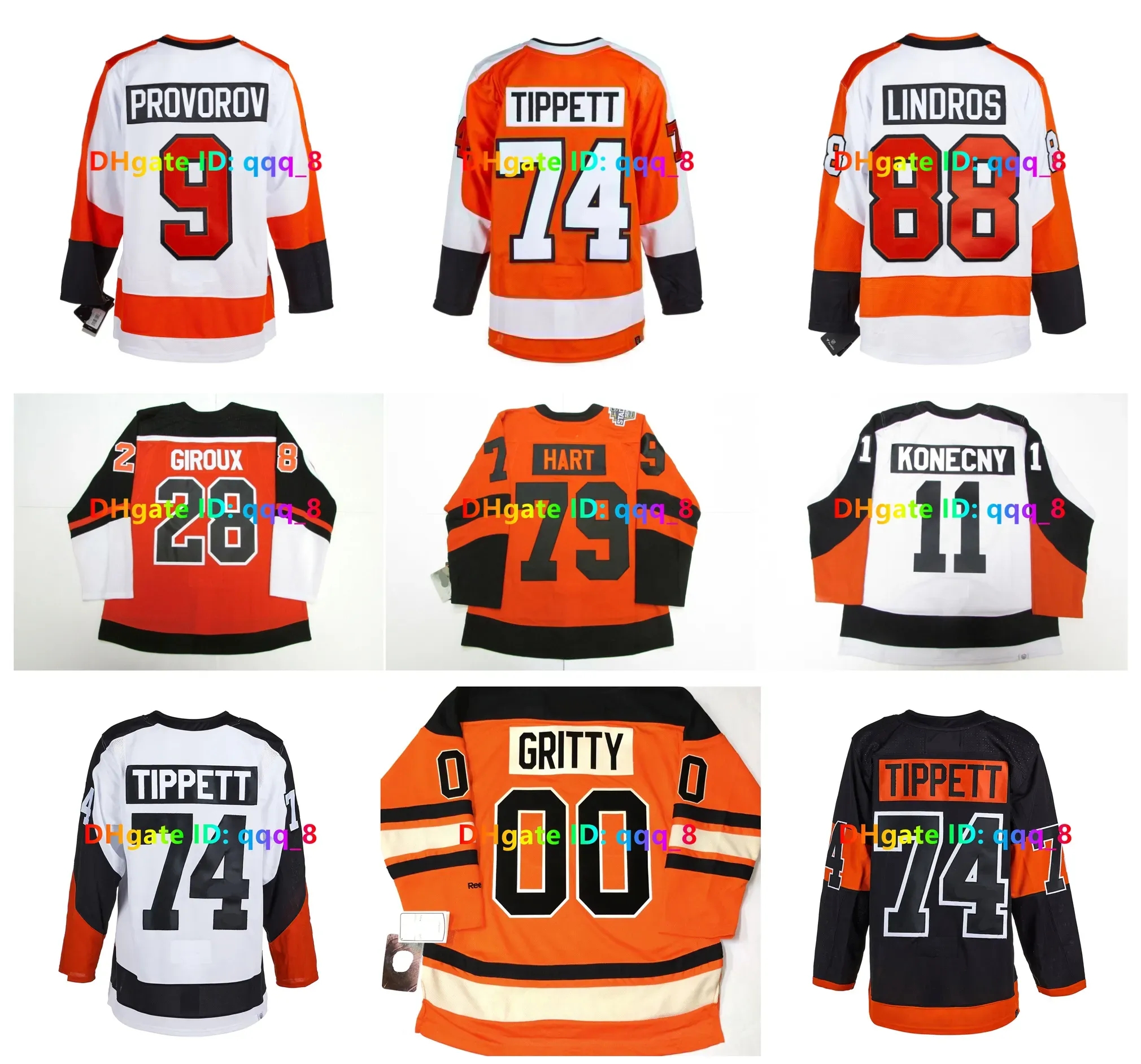 Carter Hart Owen Tippett 00 Gritty Flyers Hockey Jersey Reverse Retro Ivan Provorov Travis Konecny Eric Lindros Sean Couturier Cam York Nicolas Deslauriers Frost