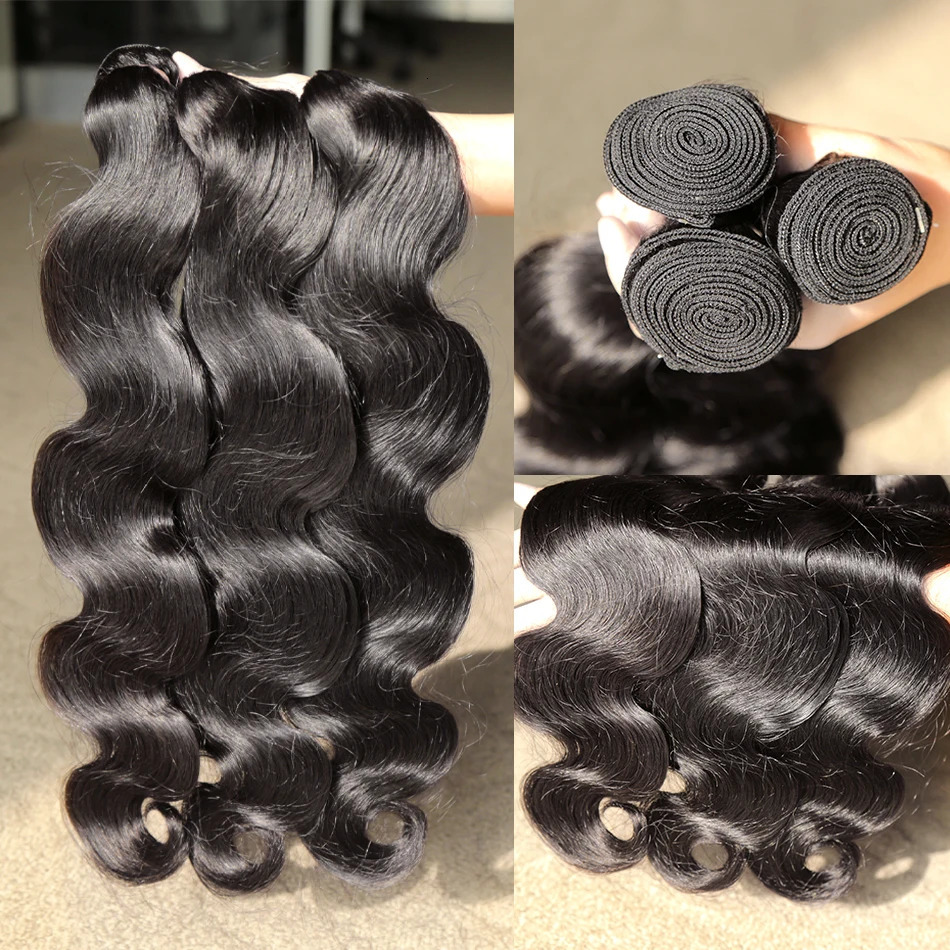 30 40 inch Body Wave Brazilian Human Hair Weave Bundles Water Wave Raw Virgin Remy Doule Drawn Wholesale Natural Tissage 240118