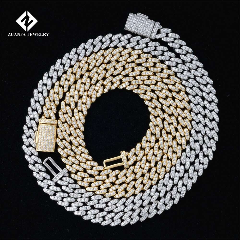 Hip Hop Jewelry Necklace Vvs Moissanite 925 Sterling Silver Women Rose 8mm Iced Out Miami Cuban Link Chain