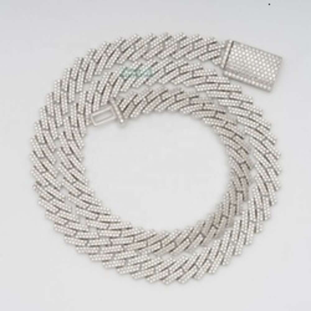 Ready to Ship 10mm Pass Diamond Tester in Stock Iced Out Two Row Stone Vvs Moissanite Cuban Chain Necklace