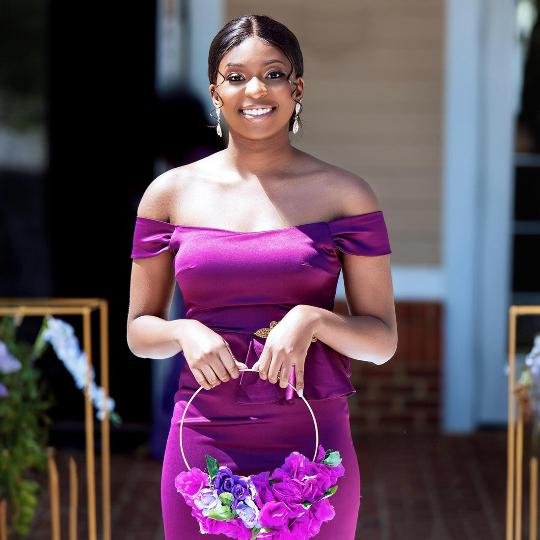 R&W Grape Junior Bridesmaid Mermaid Off Shoulder Elastic Satin Maid of Honor Dresses Bride Gowns for Nigeria Black Women Girls with Rehie Marriage BR1