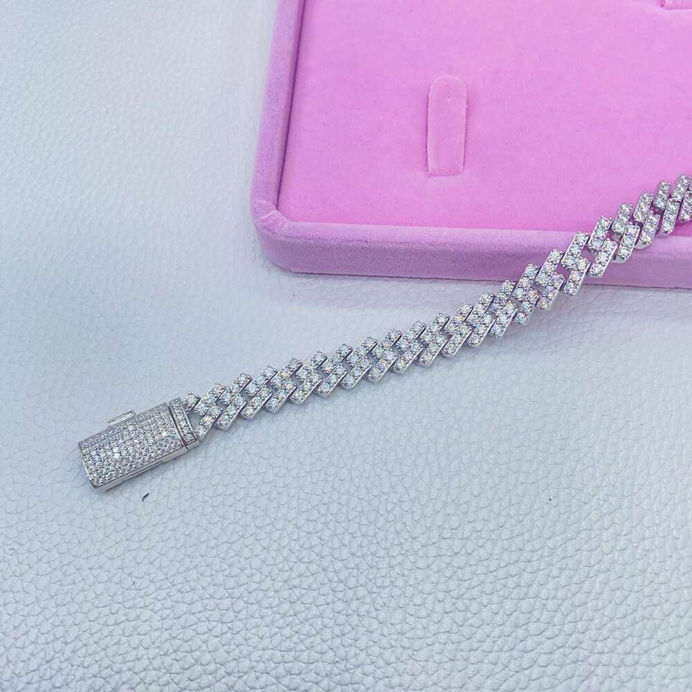 Gra Certificate Moissanite Diamond 10mm Wide 925 Sterling Silver Miami Cuban Link Chain Bracelet for Mens Hip Hop Jewelry