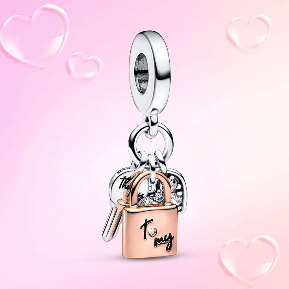 Bicolor Charms For Women Original Sier Plated Bracelet Ladybug Love Lock Moment Pendant Gift Beads Diy Jewelry Perline Red