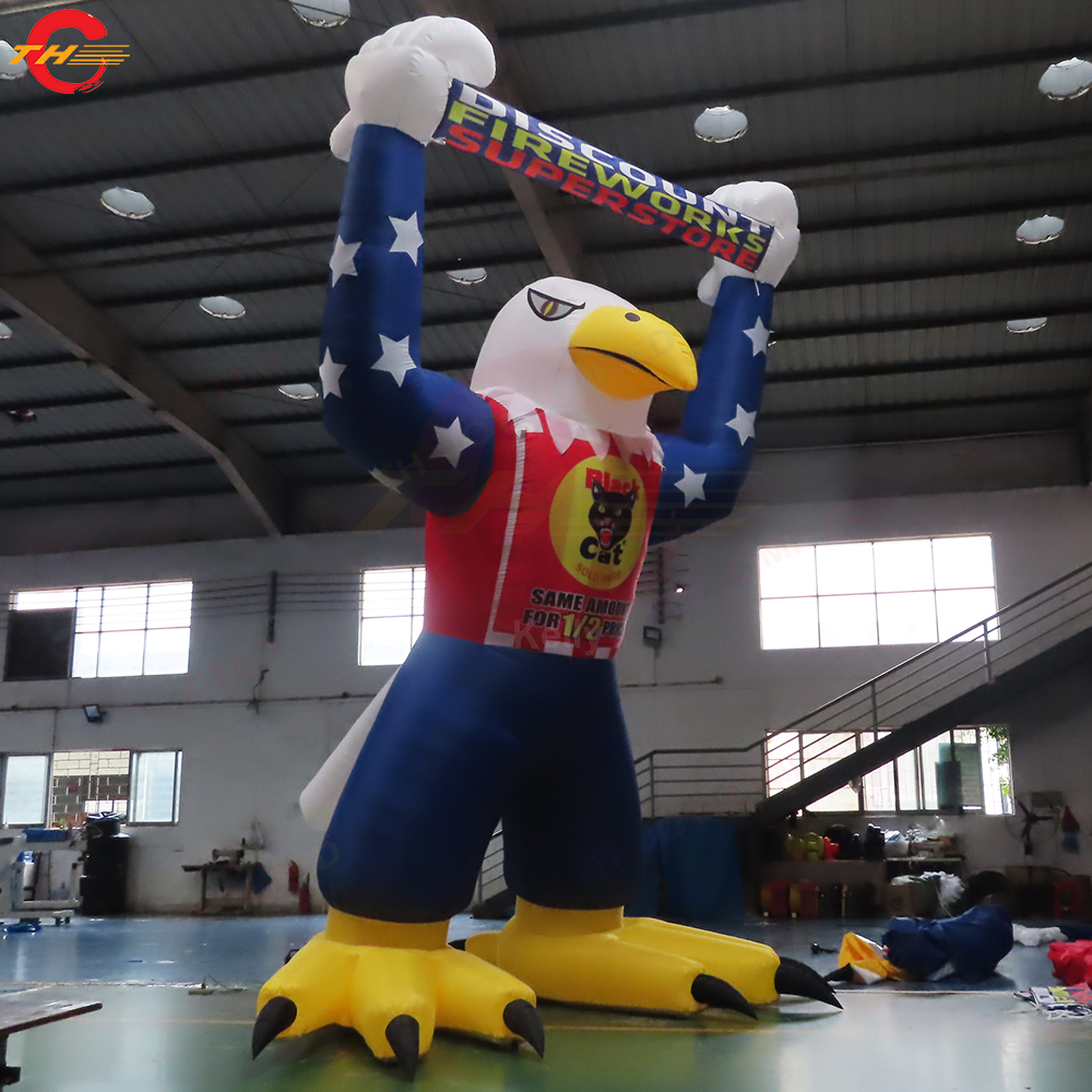 Outdoor Activities 10mH (33ft) With blower Giant Eagle model Inflatable Hawk Bird with logo banner for Outdoor Advertising