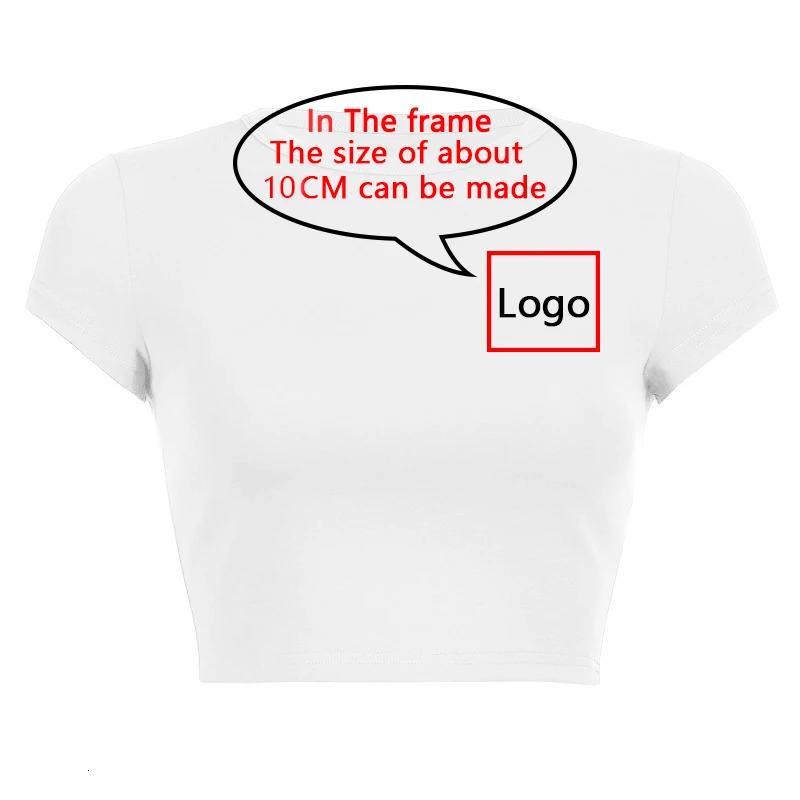 Your Exclusive DIY Print Pattern Customize Summer Short Sleeve O Neck Solid Color Cropped Navel Women Crop Tops Fashion T-Shirt 240125