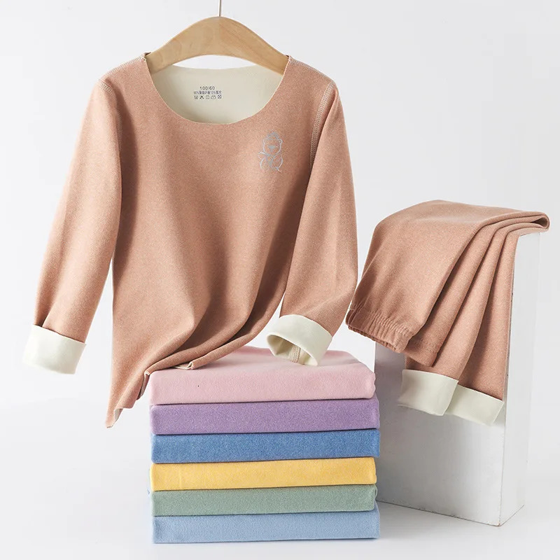 Thermal Underwear For Boys 37° Constant Temperature Girls Pajamas set Winter Children Long Johns Kids Cation Fluff 14 15 Years 240118