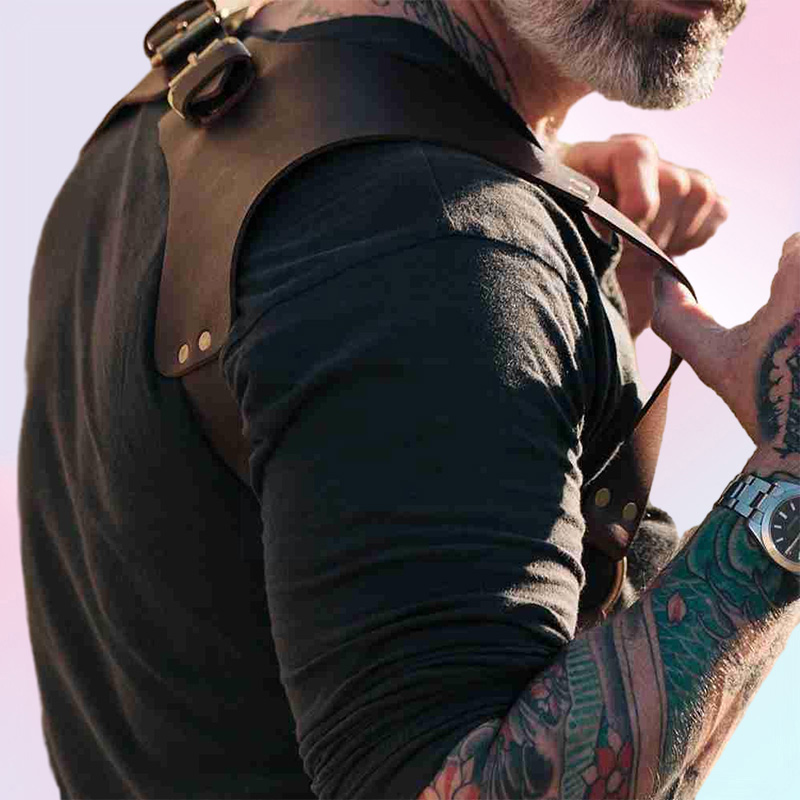 Vintage Leather Suspender Men Medieval Renaissance Suspensorio Apparel Shoulder Accessories Belt Strap Harness Chest Punk J9R7