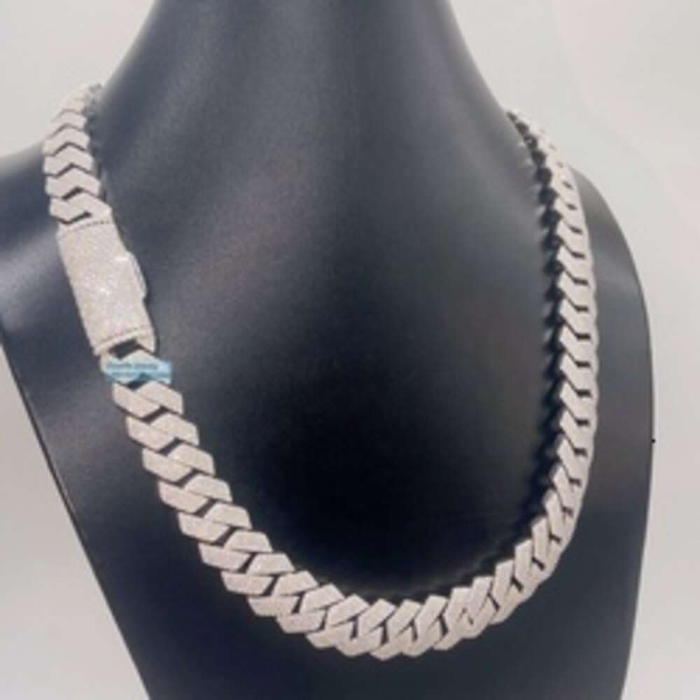 Pass Diamond Tester Iced Out 15mm 4 Row 925 Silver 14k Real Gold Plated Vvs1 Moissanite Diamond Cuban Link Chain Necklace Men