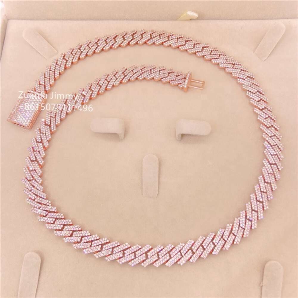 Custom Made 925 Solid Silver 10mm Width Fashion Necklace Jewelry S925 Pass Diamond Tester Moissanite Cuban Link Chain